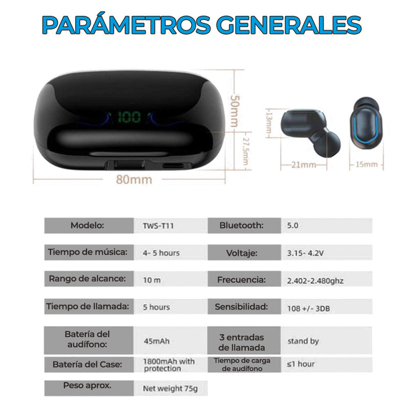 Audífonos Inalámbricos Bluetooth 5.0 T11 Tws