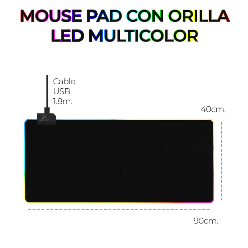 Mouse Pad Gamer Con Luz Led RGB Iluminado