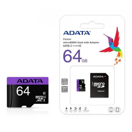 Tarjeta microSD 64gb ADATA con adaptador