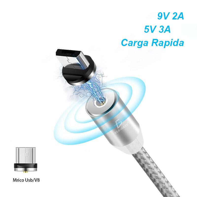Cable Imán V8 Micro USB Para Celular Android Carga Rápida