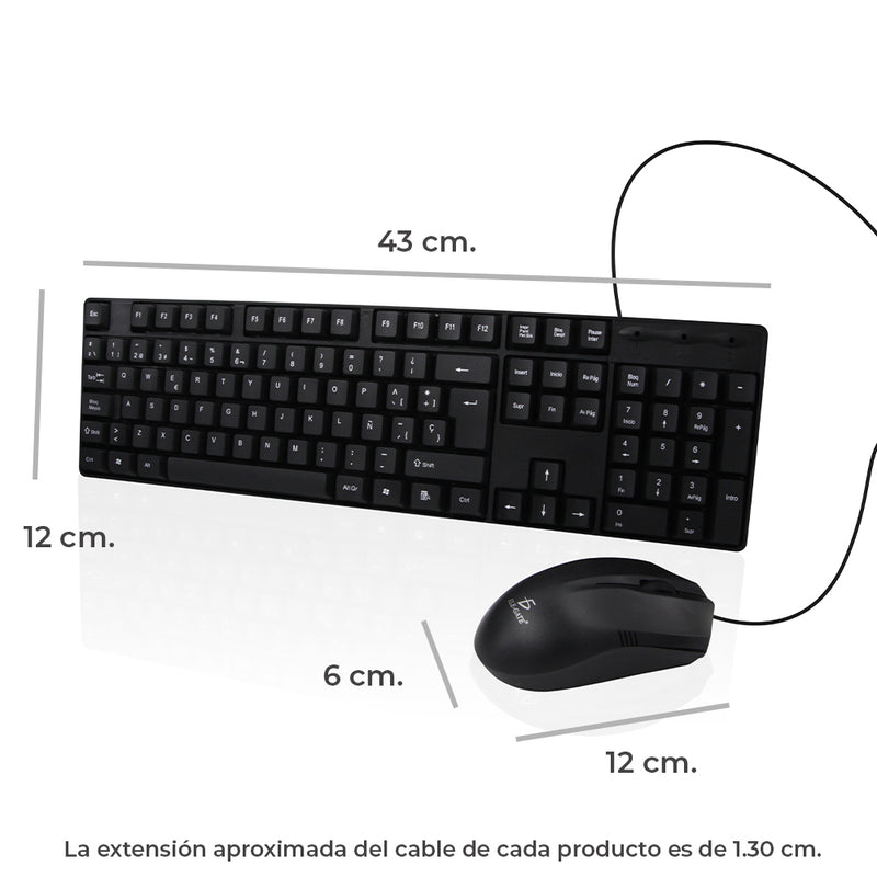 Kit Teclado Y Mouse Usb Alámbrico Laptop Pc Slim Waterproof