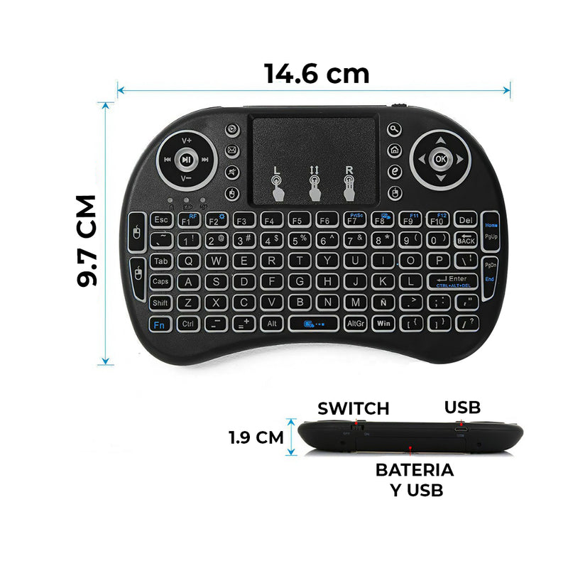 mini teclado inalámbrico touchpad Español Tv Box